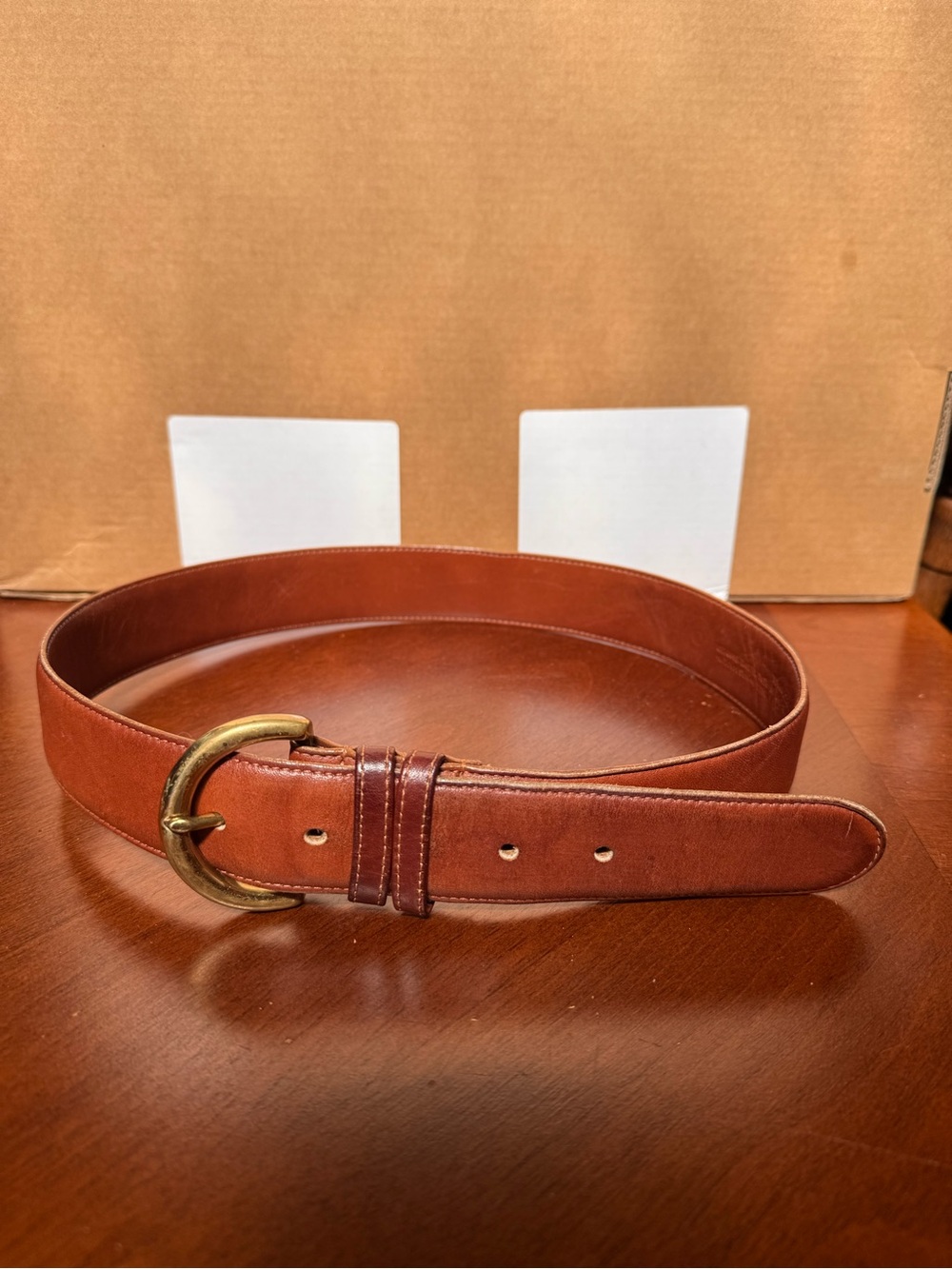 Coach Brown Leather Belt with Brass Buckle - Picture 3 of 8